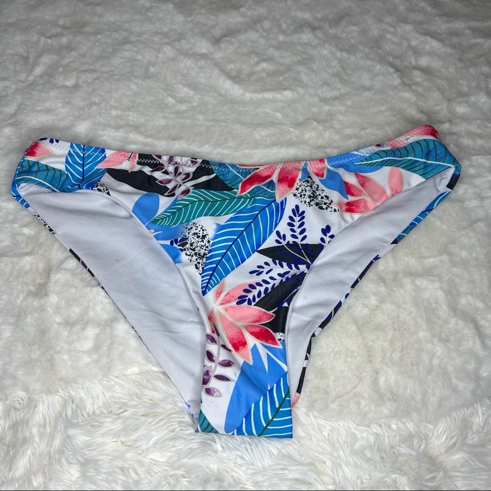 NEW Shekini Blue Floral Bikini Bottoms Size Large